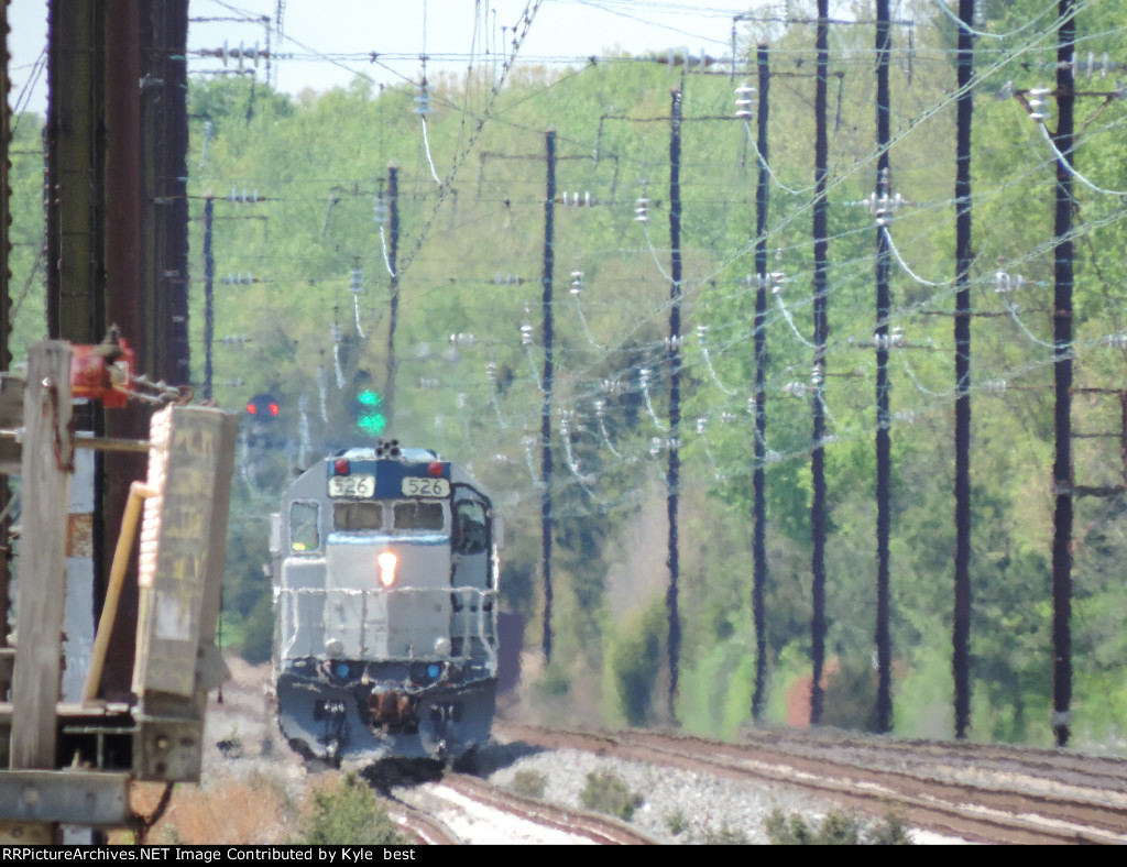 AMTK 526 on a work train 